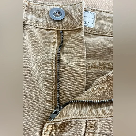 FREE PEOPLE Tan Canvas Cotton Relaxed Mini Skirt Size 24 - Picture 9 of 14